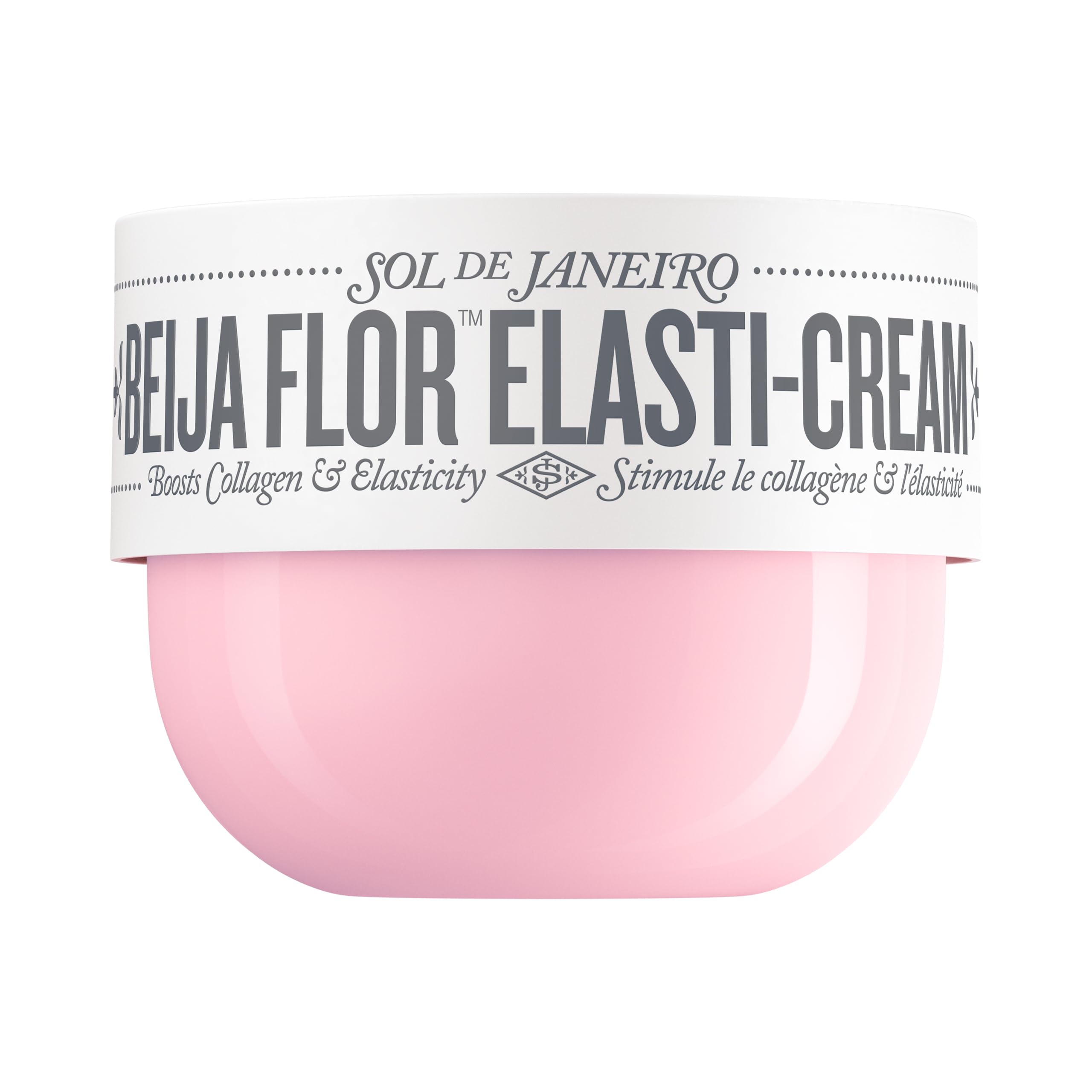 Sol de Janeiro Beija Flor Elasti-Cream bottle demonstrates elasticity-boosting hydration.