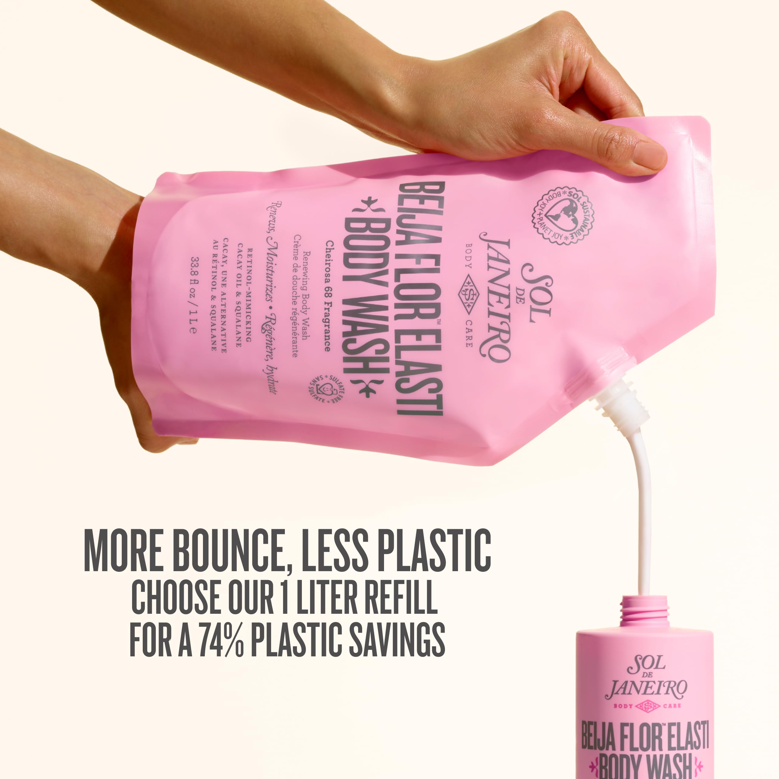 1 liter refill pouch for Beija Flor Body Wash.
