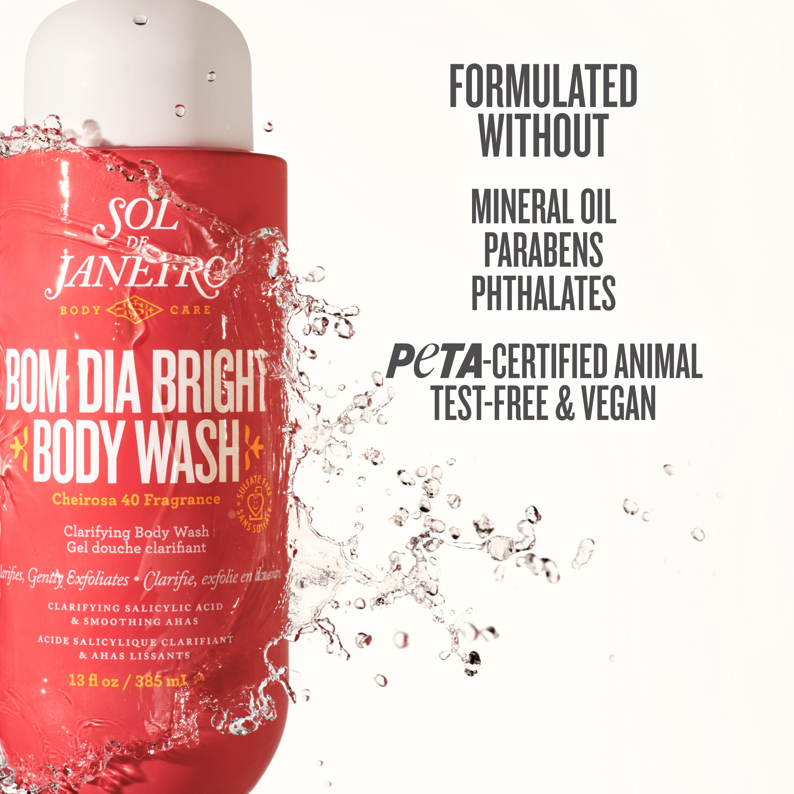 Packaging and branding of Sol de Janeiro Bom Dia Bright Body Wash.