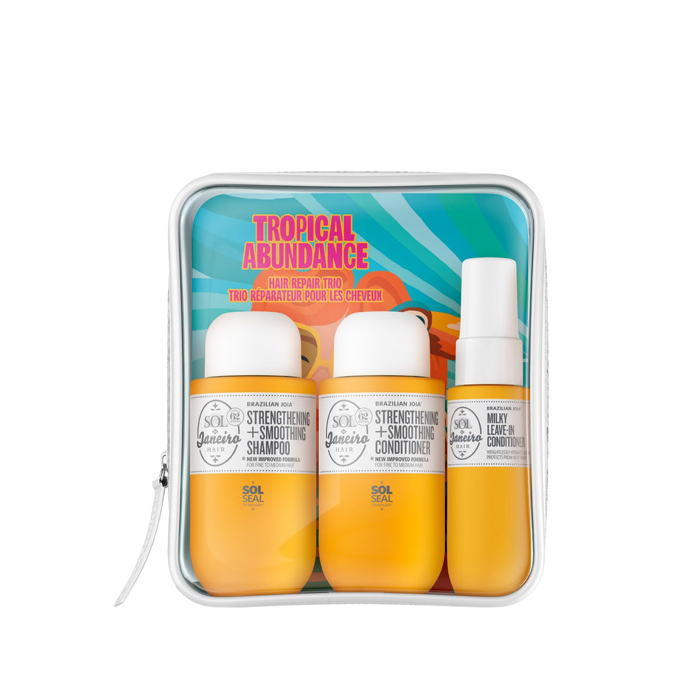 Sol de Janeiro Brazilian Joia shampoo bottle shows damage repair and frizz control.