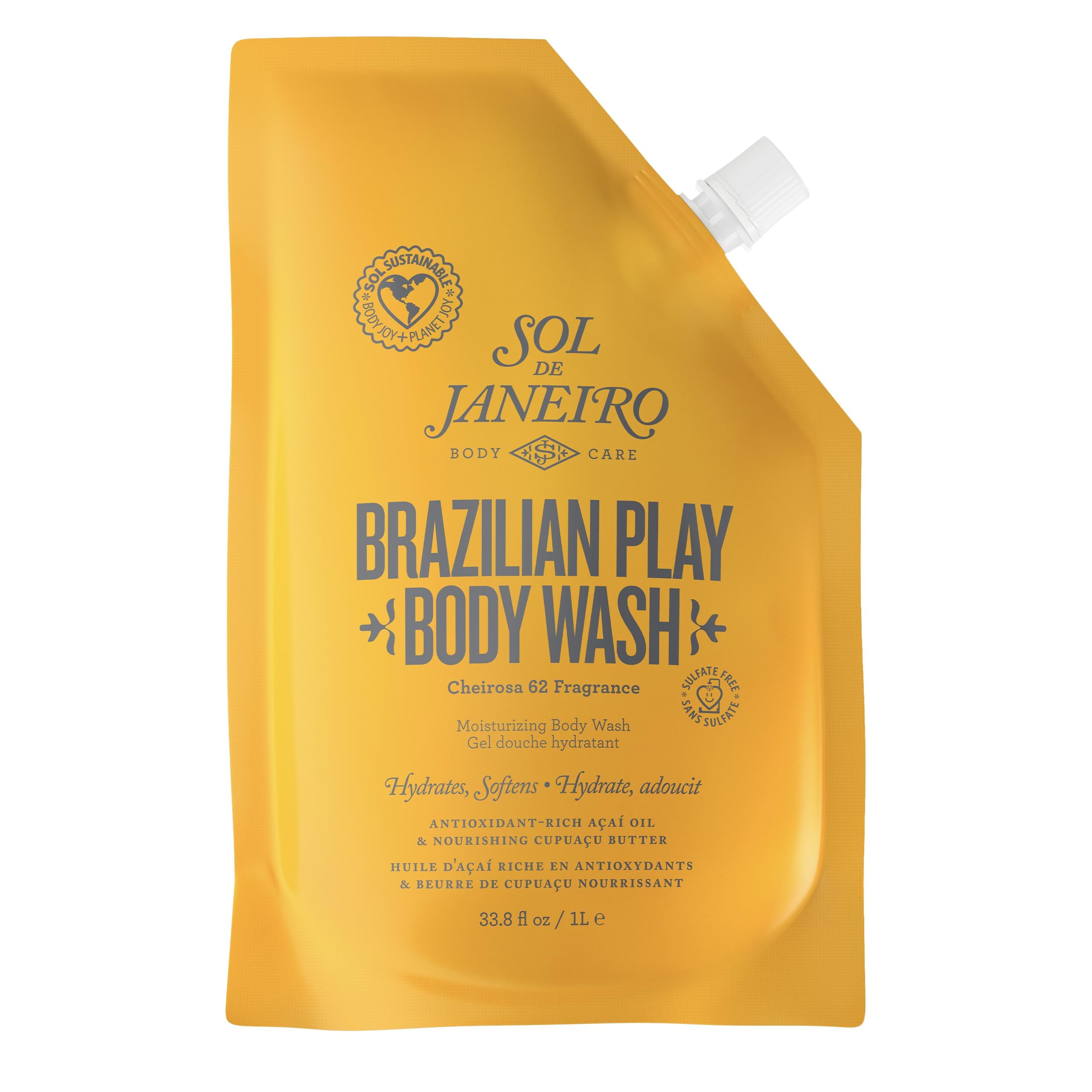 Sol de Janeiro Brazilian Play Body Wash pours for a silky, hydrated cleanse.
