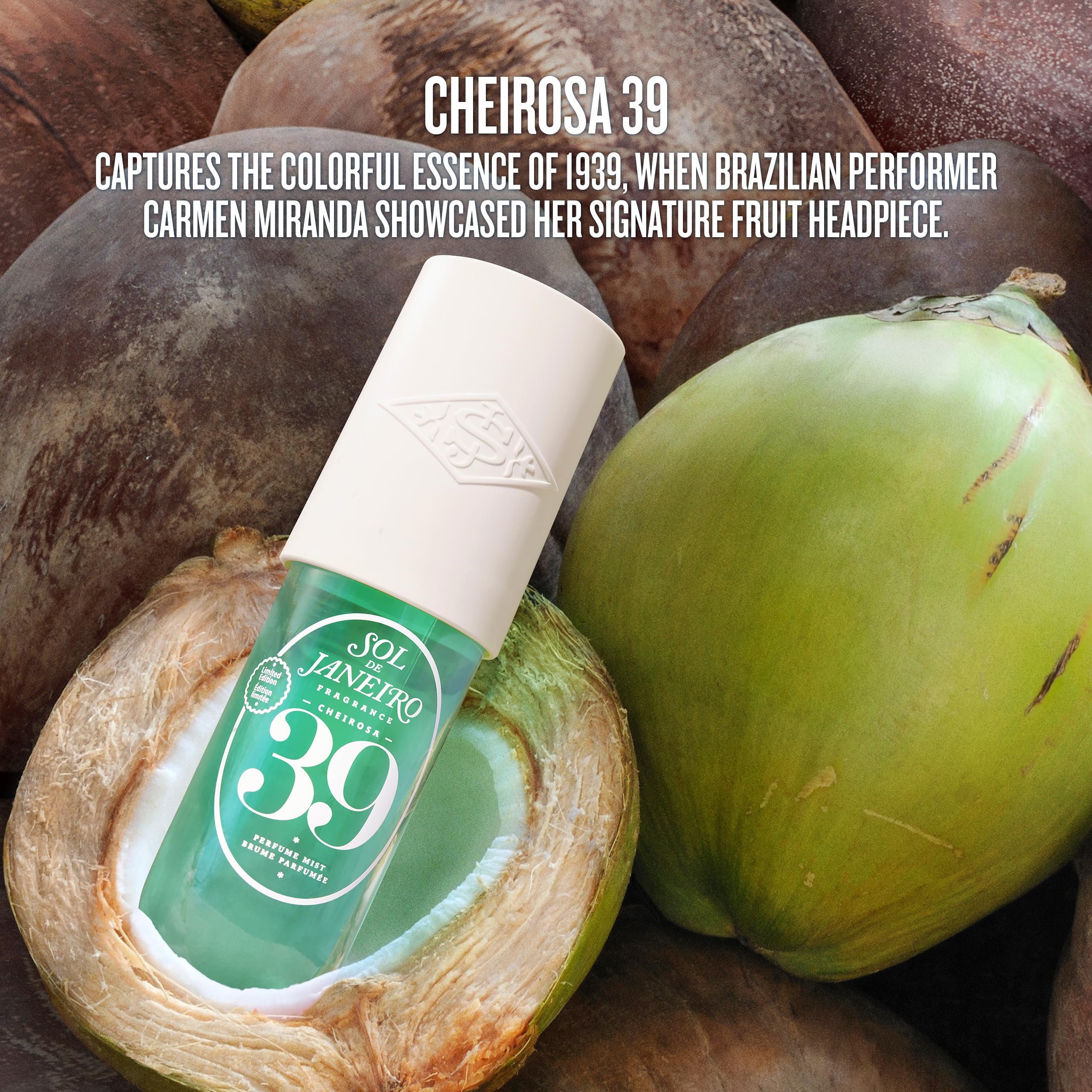 Cheirosa 39 coconut cream note providing lightweight fragrance for hair and skin.