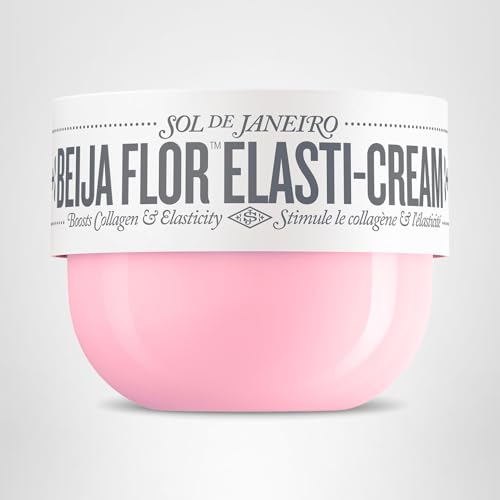 Sol de Janeiro Beija Flor Elasti-Cream pump bottle in bright light.