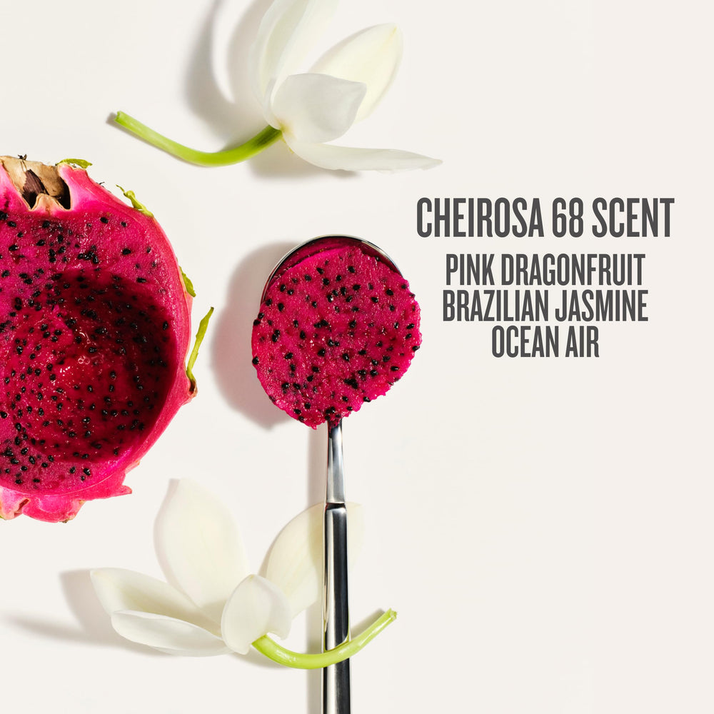 Notas de salida Cheirosa 68, pitaya rosa y lychee.