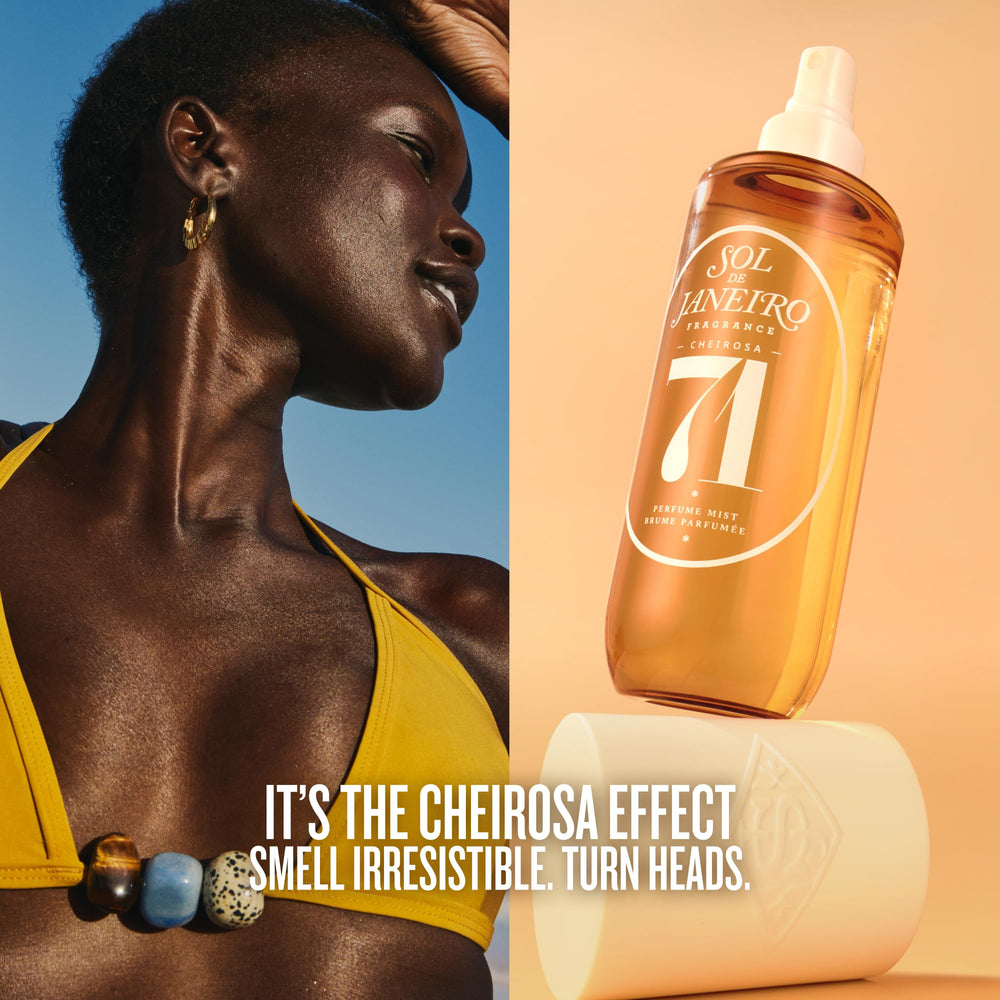 Sol de Janeiro Cheirosa 71 amber-gourmand scent offers luxurious warmth.
