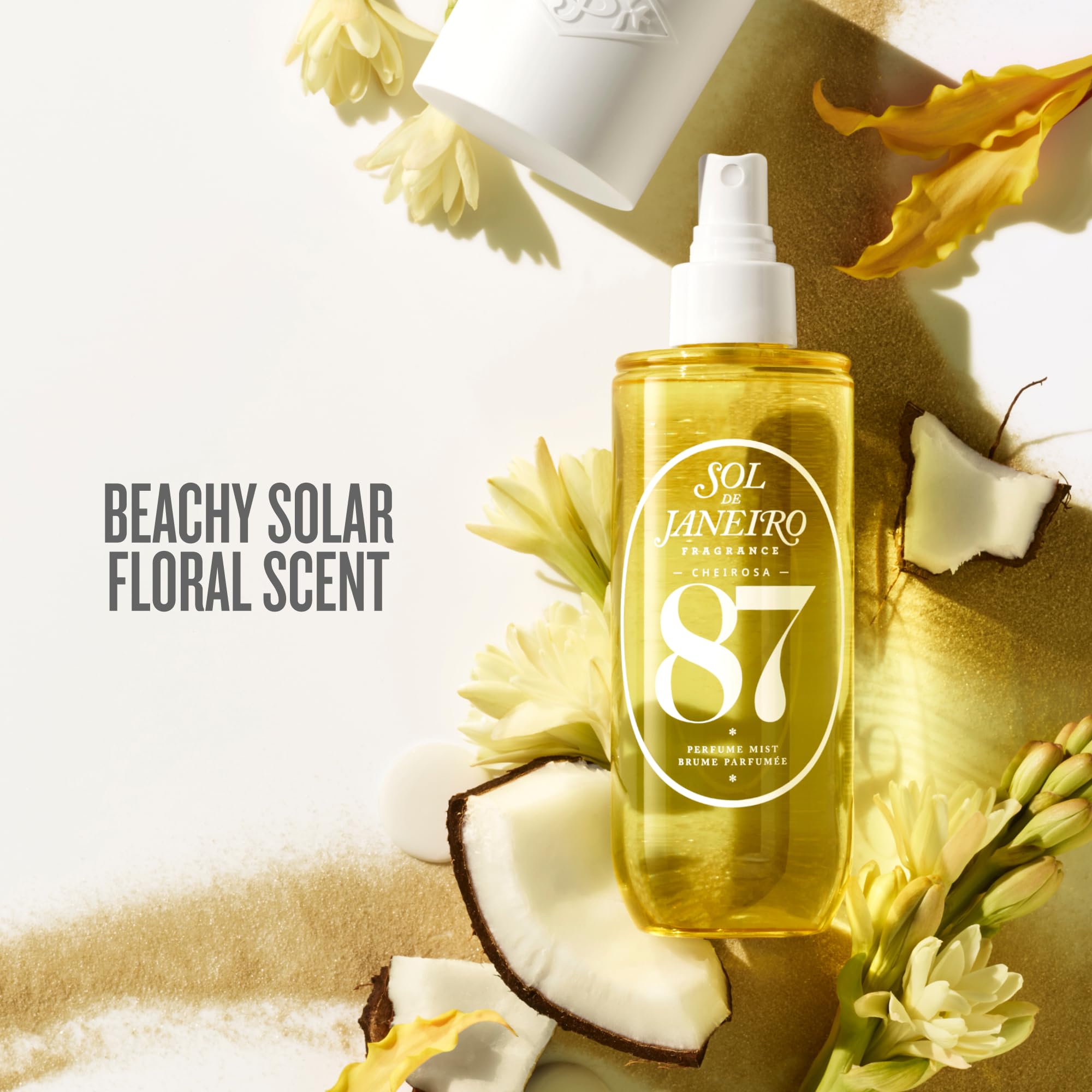 Sol de Janeiro Cheirosa 87 Rio Radiance mist being sprayed for quick renewal.
