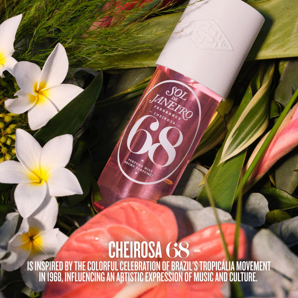 Sol de Janeiro Cheirosa mist on dresser display for daily use.