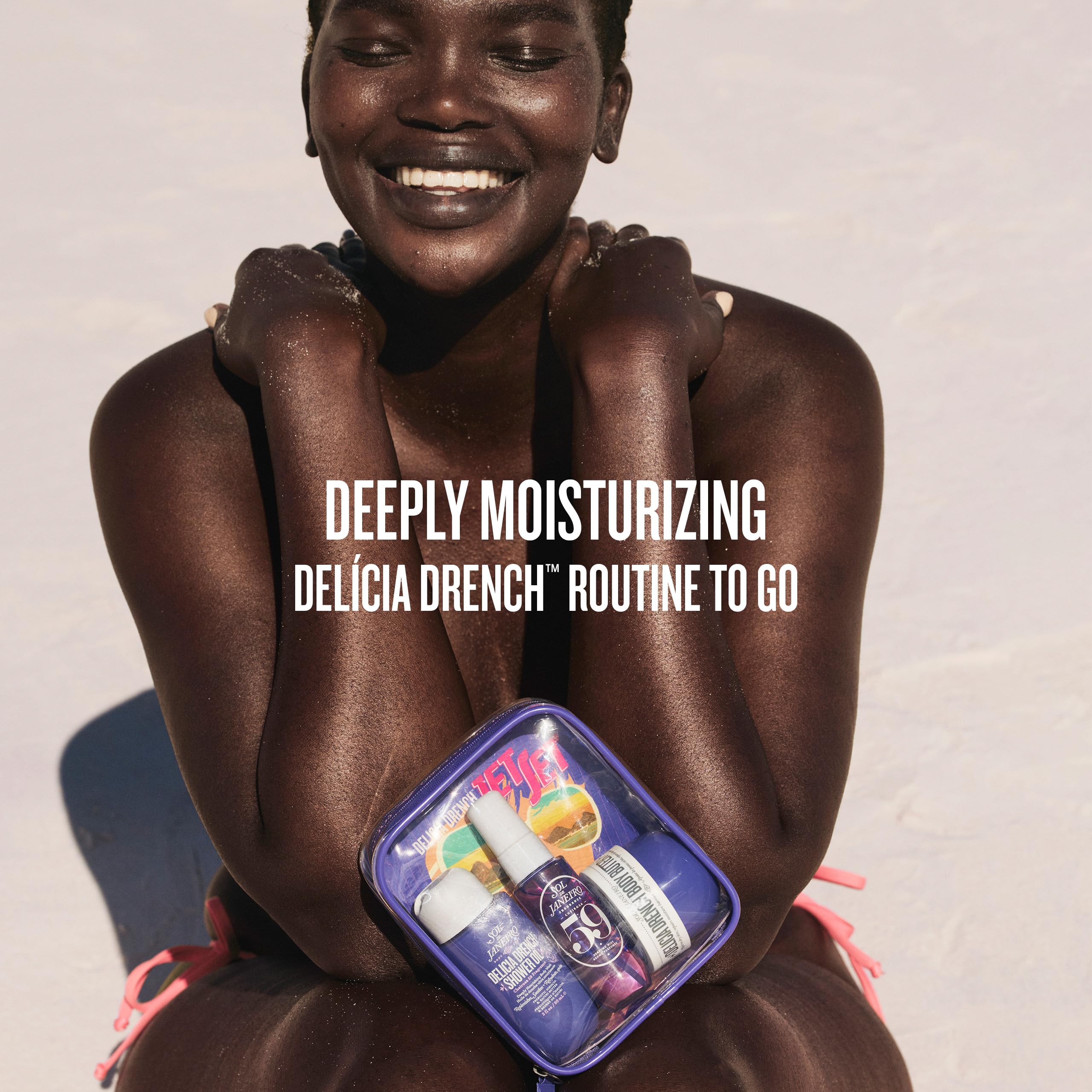 Sol de Janeiro Delícia Drench Body Butter jar seals in moisture for lasting softness.