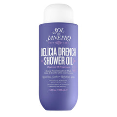 Sol de Janeiro Delícia Drench Shower Oil bottle pouring for hydrating oil-to-foam cleanse