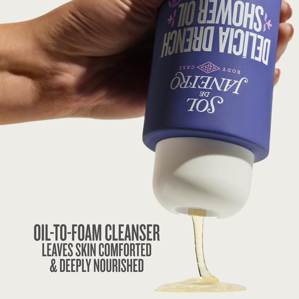 Delícia Drench Shower Oil foaming in the shower delivering rich moisture