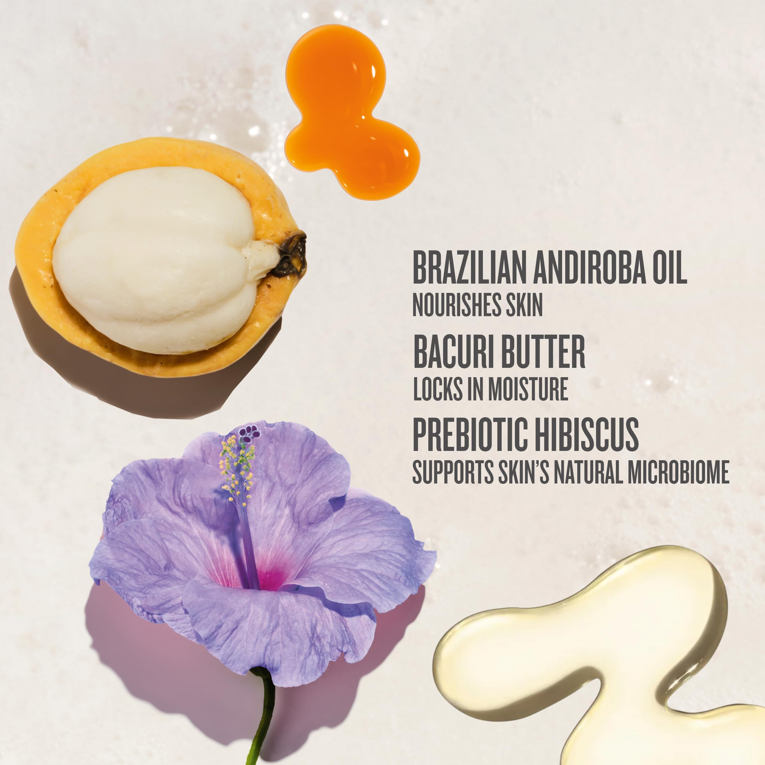 Close-up of Delícia Drench Shower Oil being dispensed for skin nourishment