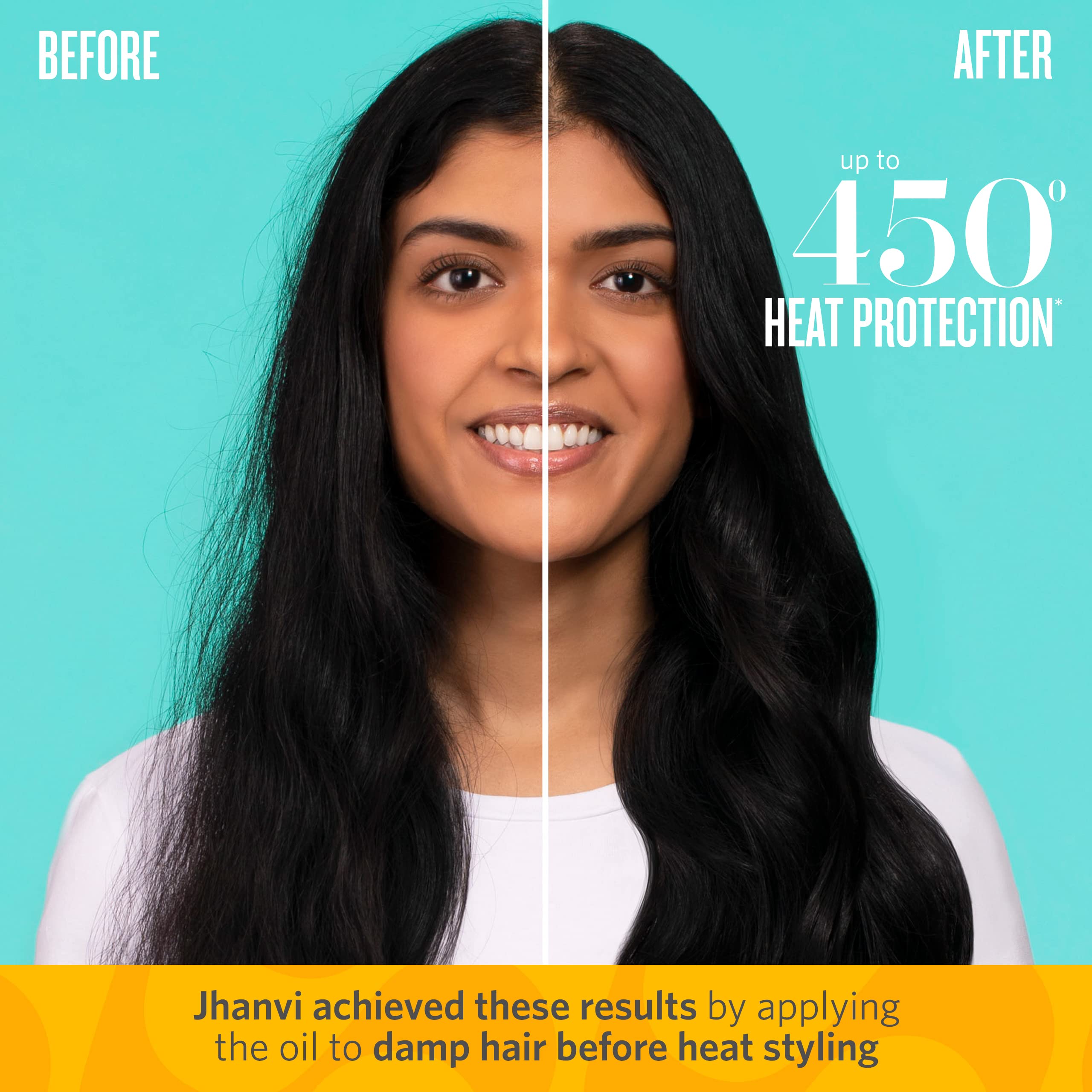 Sol de Janeiro oil on damp hair used as heat protectant before styling