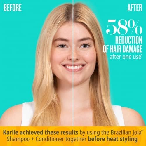 Sol de Janeiro travel set in-use shot showing smooth frizz control