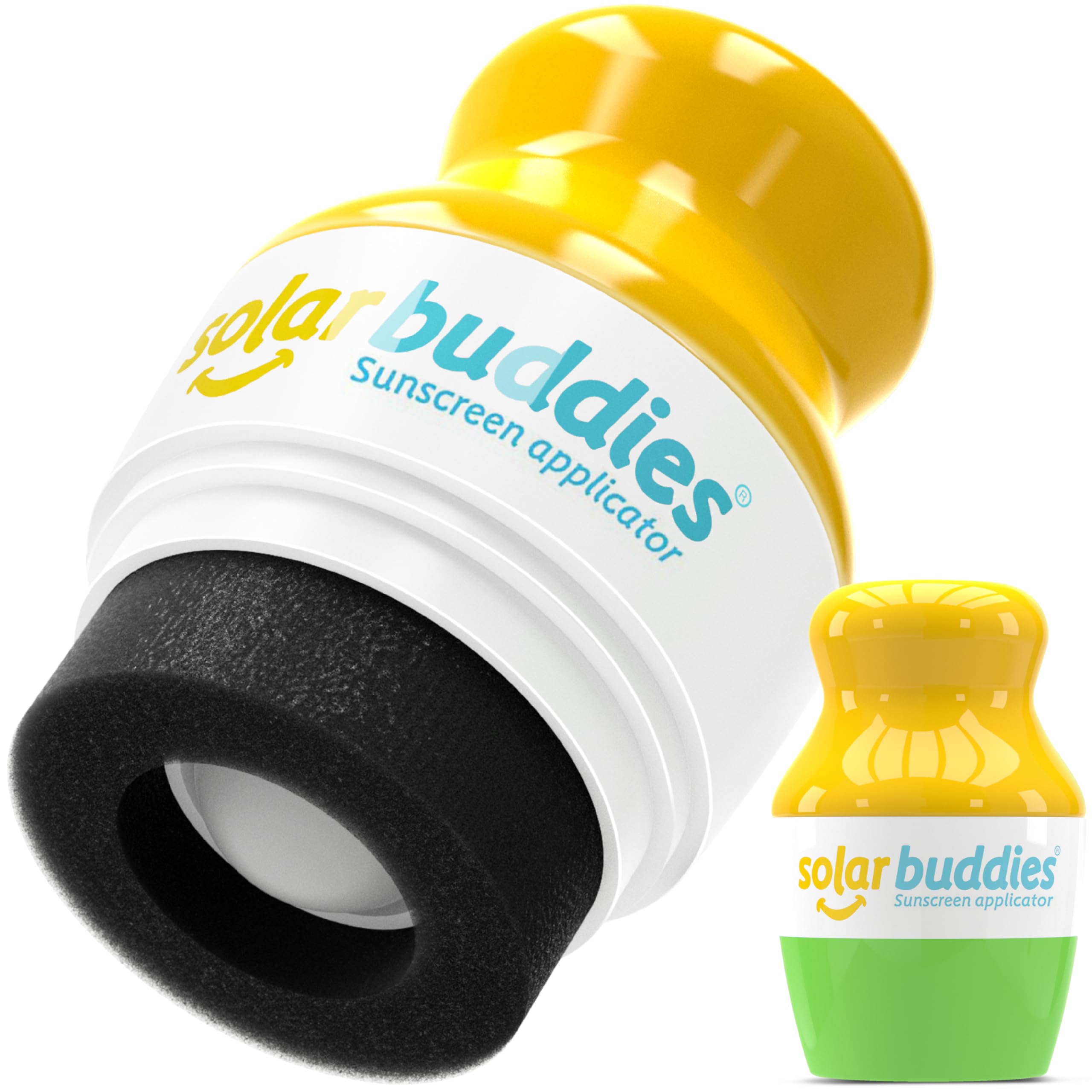 Solar Buddies aplicador solar verde frontal, aplicación limpia para la familia.