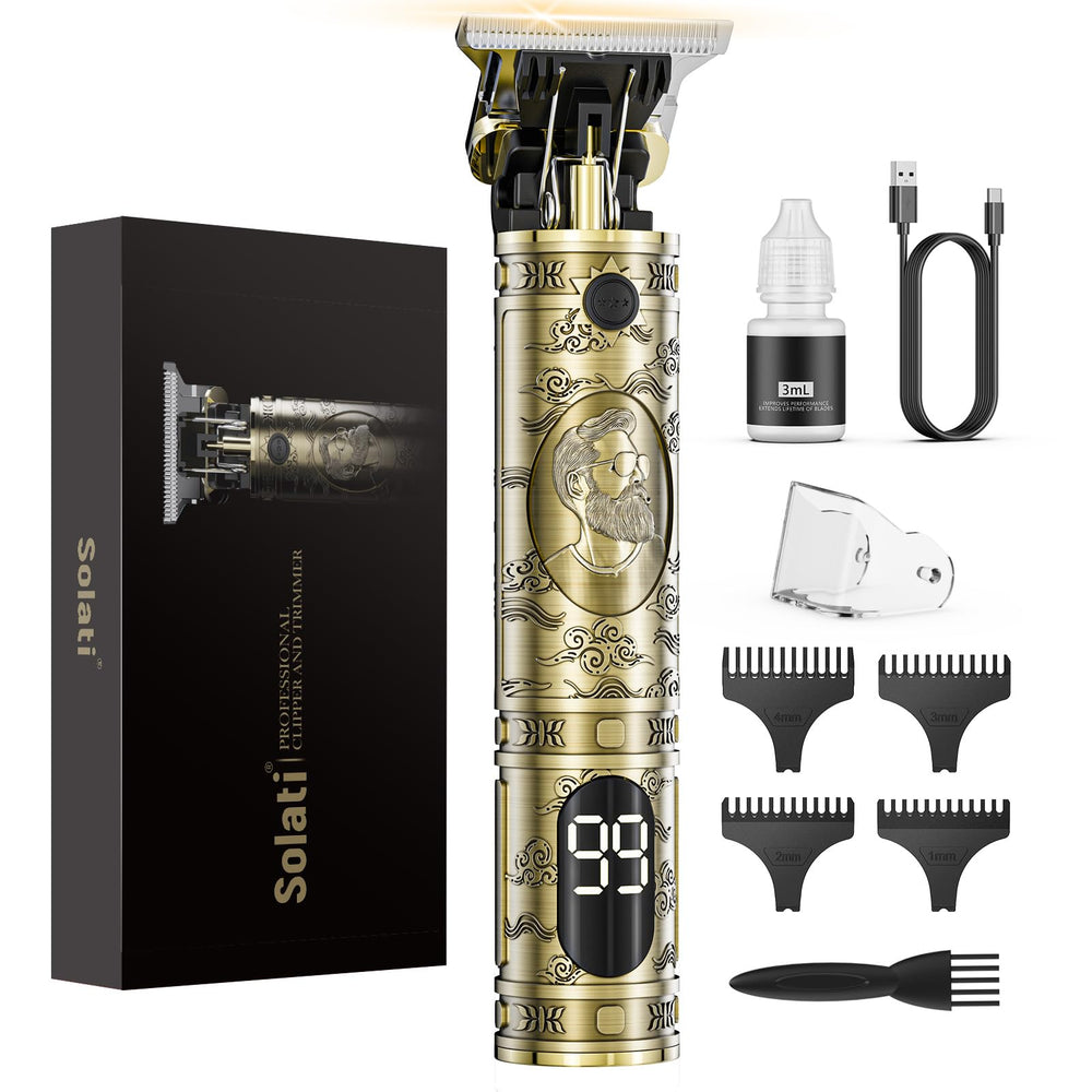 Solati cordless hair clippers with LCD display for real-time power checks and precise grooming.