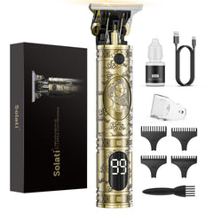 Solati cordless hair clippers with LCD display for real-time power checks and precise grooming.