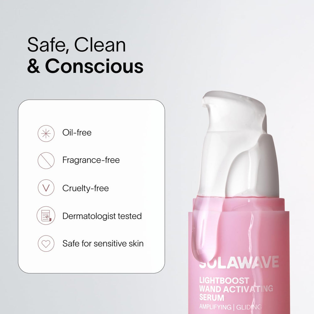 Solawave LightBoost formula is dermatologist-tested and fragrance-free for sensitive skin.