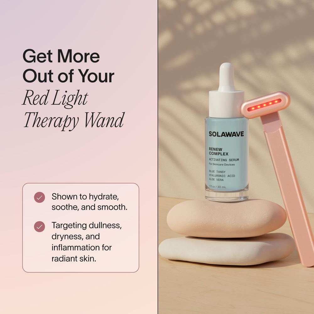 Solawave Renew Complex featuring blue tansy for soothing care.