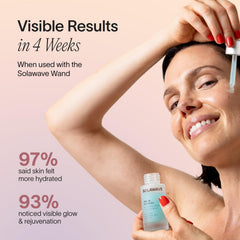 Solawave Renew Complex highlighting hyaluronic acid to help plump skin.