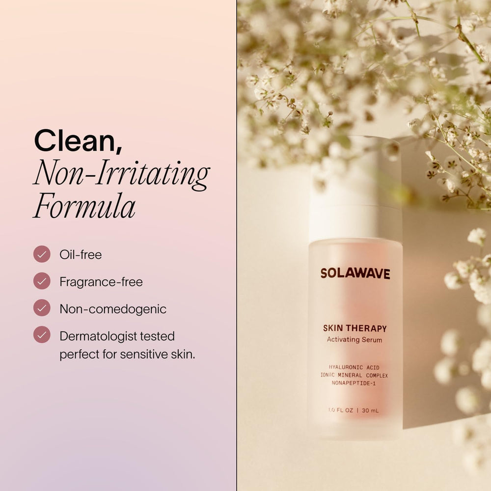 Solawave wand serum packaging and product display showcases premium branding.