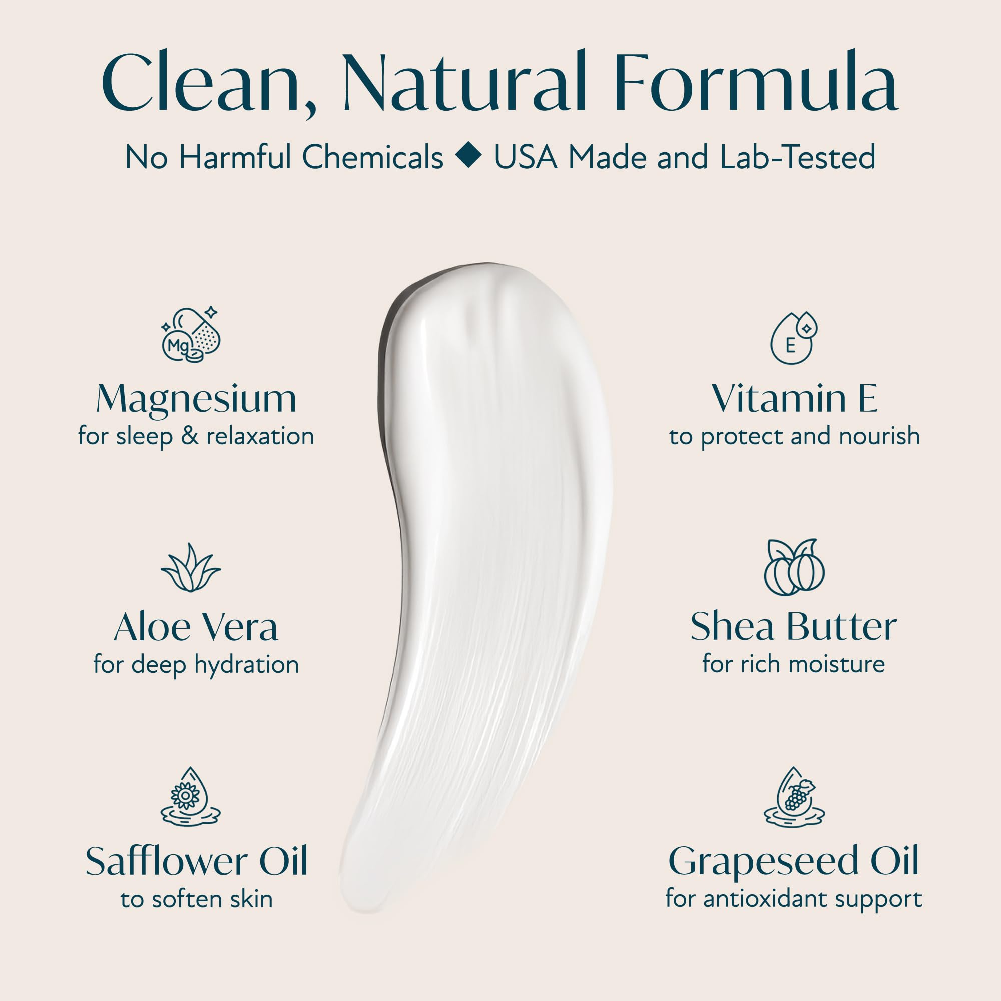 Solia crema de magnesio para aplicación nocturna, masaje suave y absorción rápida.