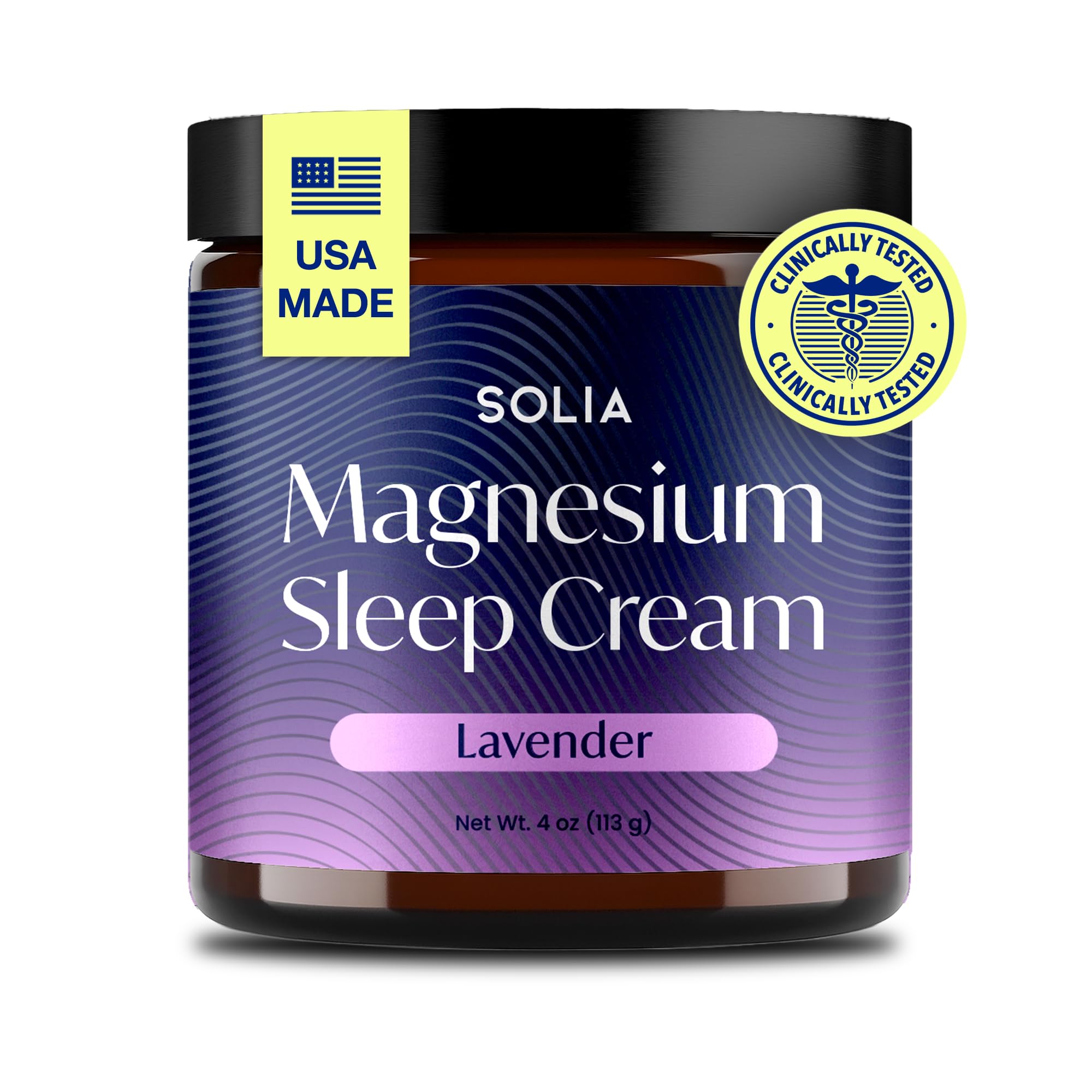 Solia Magnesium Sleep Cream, envase 4oz, ideal para rutina nocturna relajante.