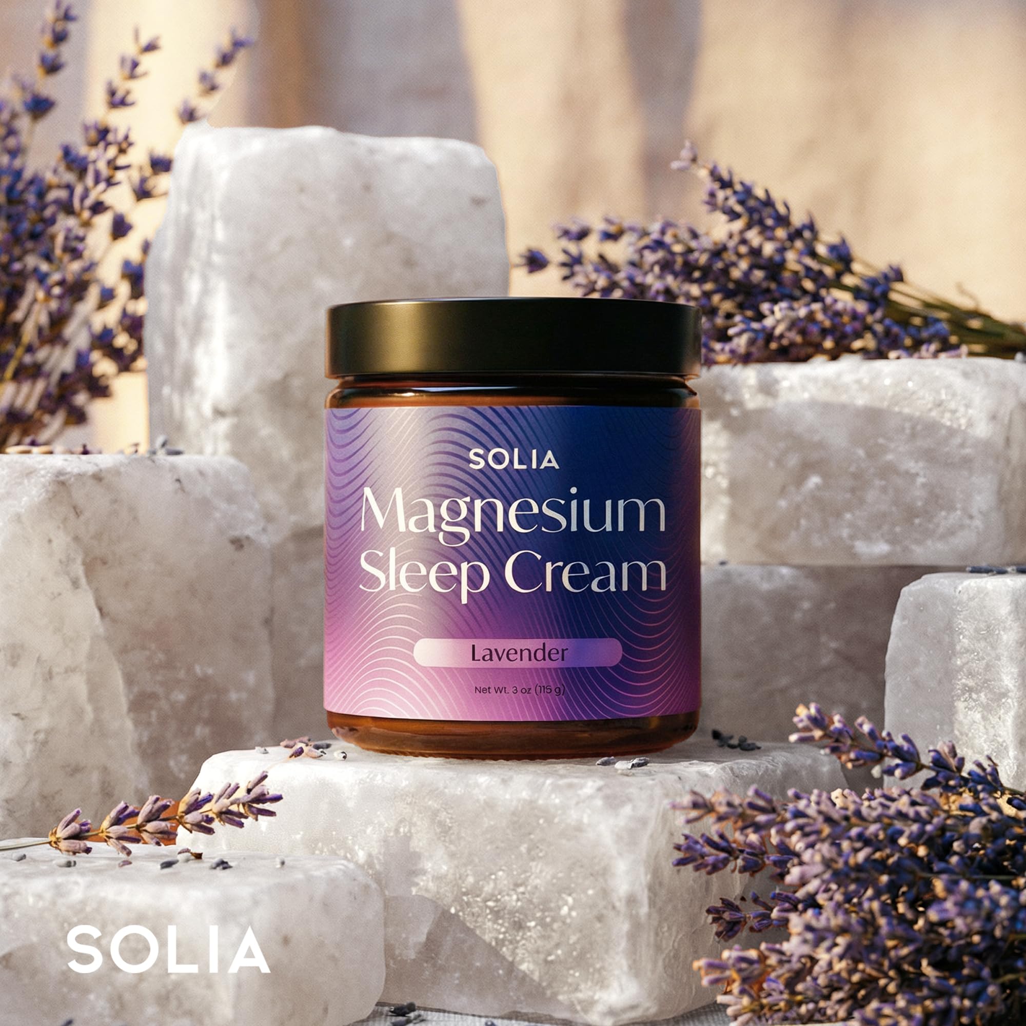 Solia Magnesium Sleep Cream, textura rica, crema de masaje para dormir.