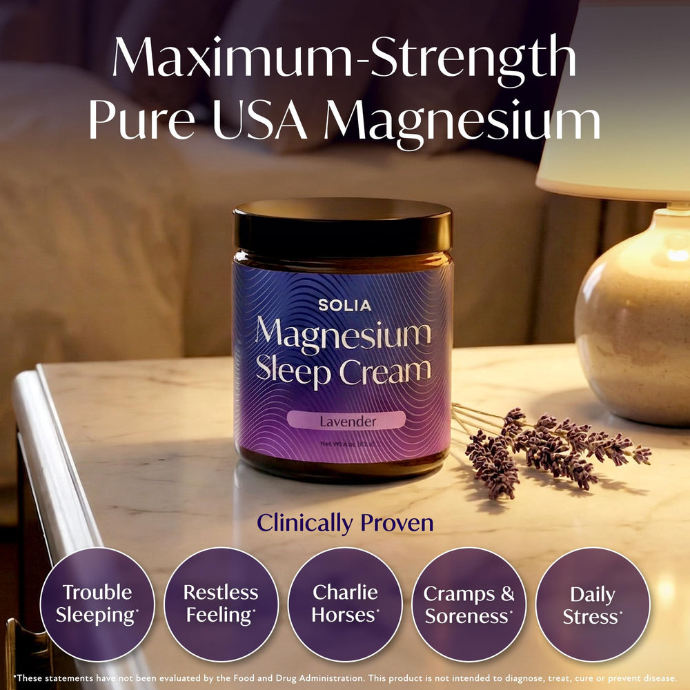 Solia Magnesium Sleep Cream, textura cremosa, hidrata la piel mientras calma.
