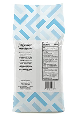 Amazon Brand Solimo Epsom Salt Soak dissolve-in-water close-up shows easy dissolution for bath prep