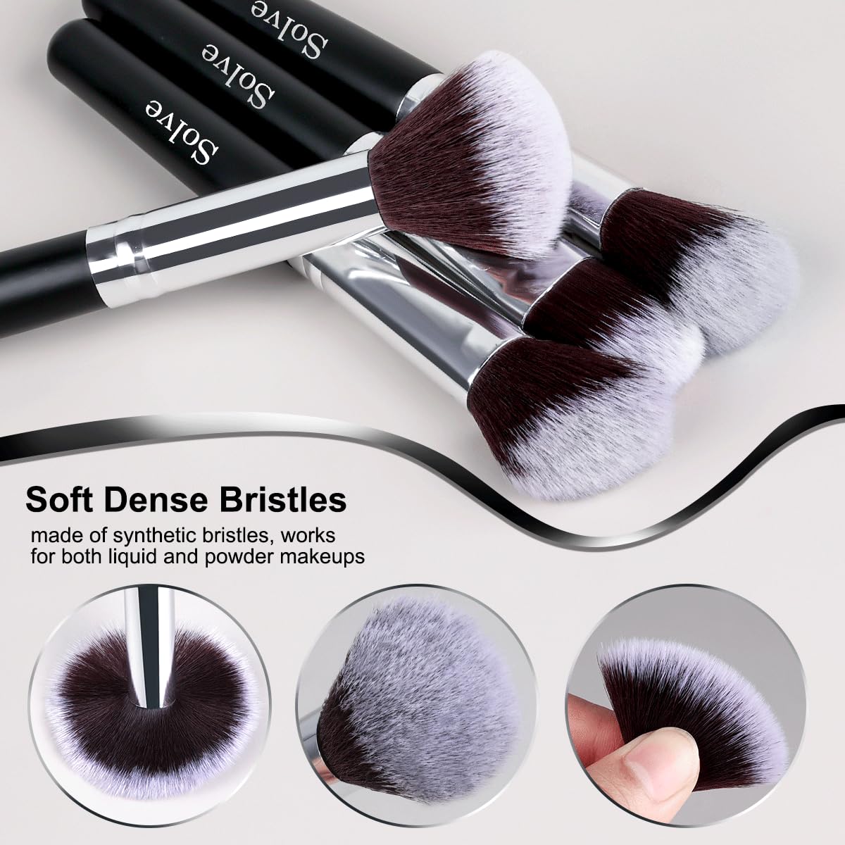 SOLVE foundation brush with dense synthetic fibers for seamless coverage.