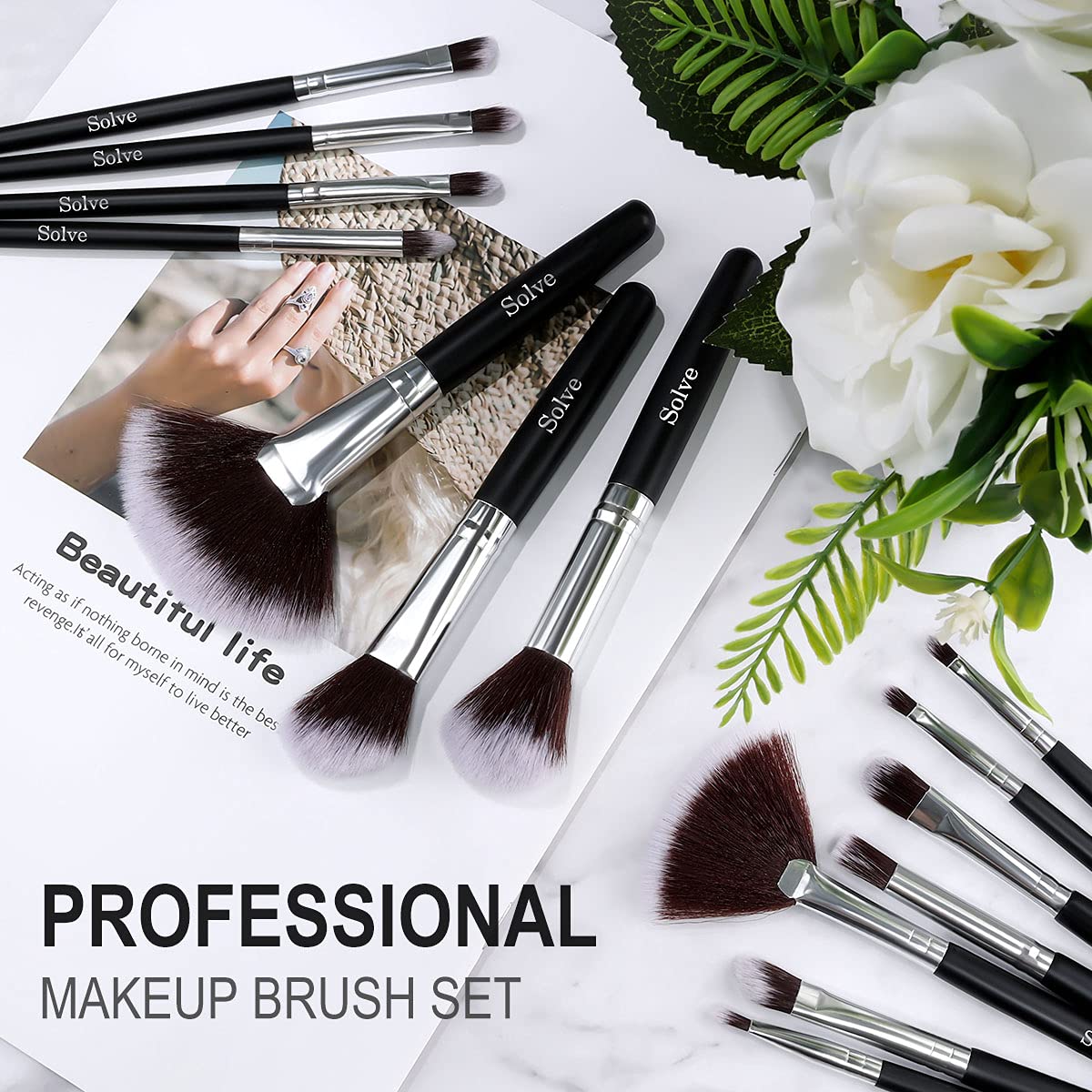 SOLVE wooden-handled kit for durable, professional-grade makeup tools.