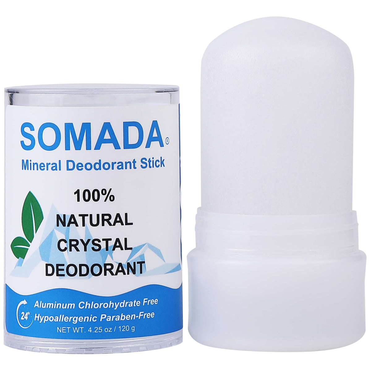 SOMADA desodorante cristal palo natural, aplicación suave y protección duradera