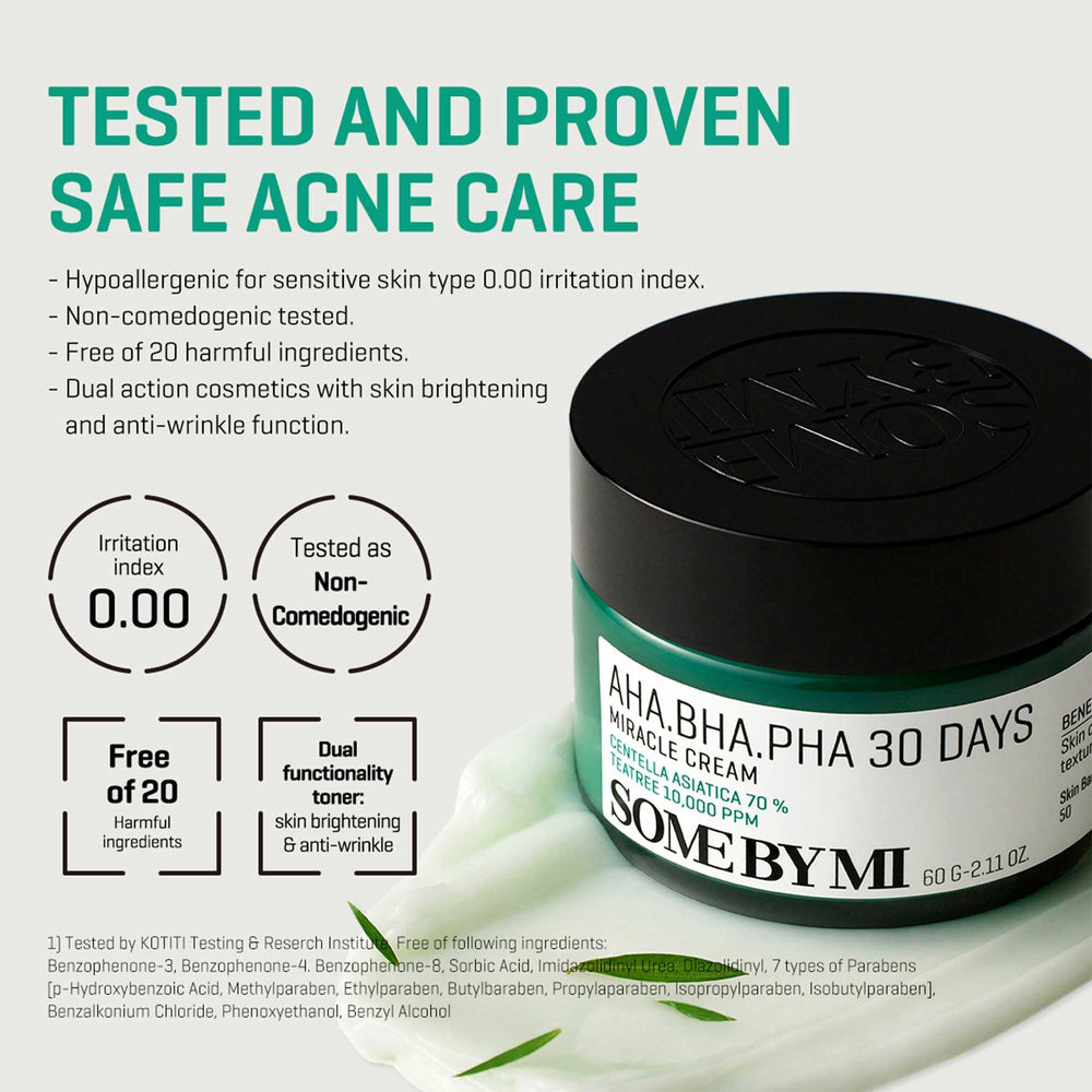 SOME BY MI AHA BHA PHA 30 Days Miracle Cream routine setup for daily skincare.