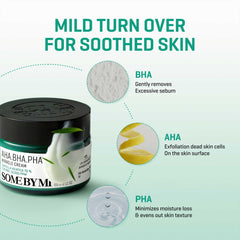 SOME BY MI AHA BHA PHA 30 Days Miracle Cream application on skin demonstrates quick absorption and softening.