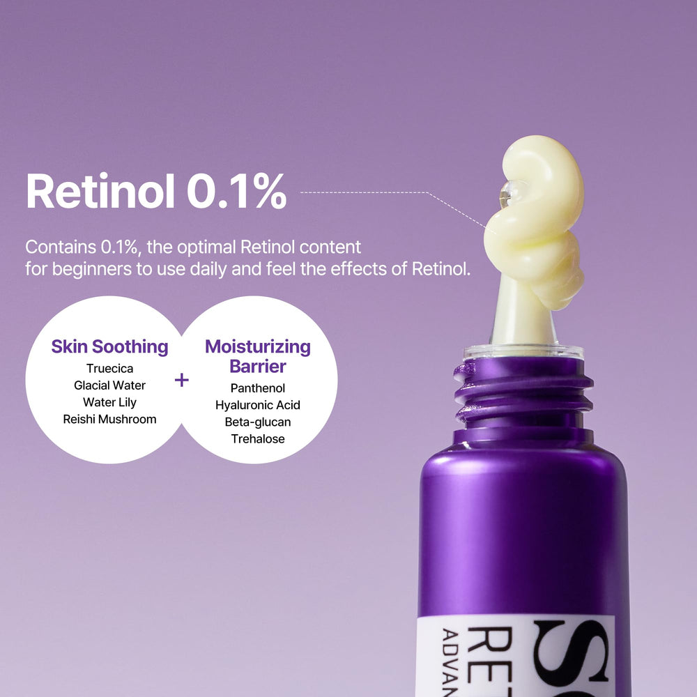 Ingredientes clave de SOME BY MI crema ojos retinol, retinol y niacinamida en fórmula.