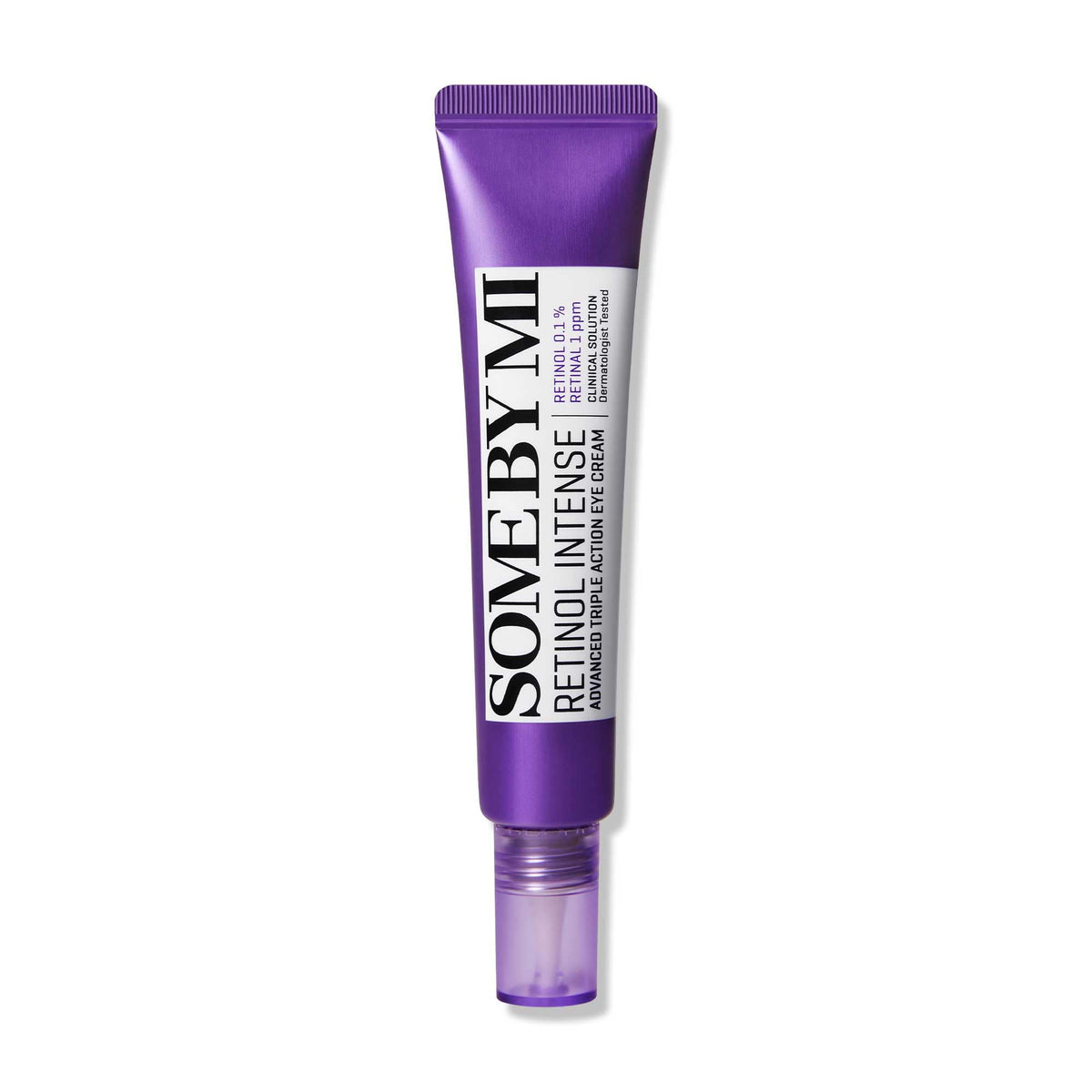 Envase de SOME BY MI crema ojos retinol intense, fácil manejo para uso diario.