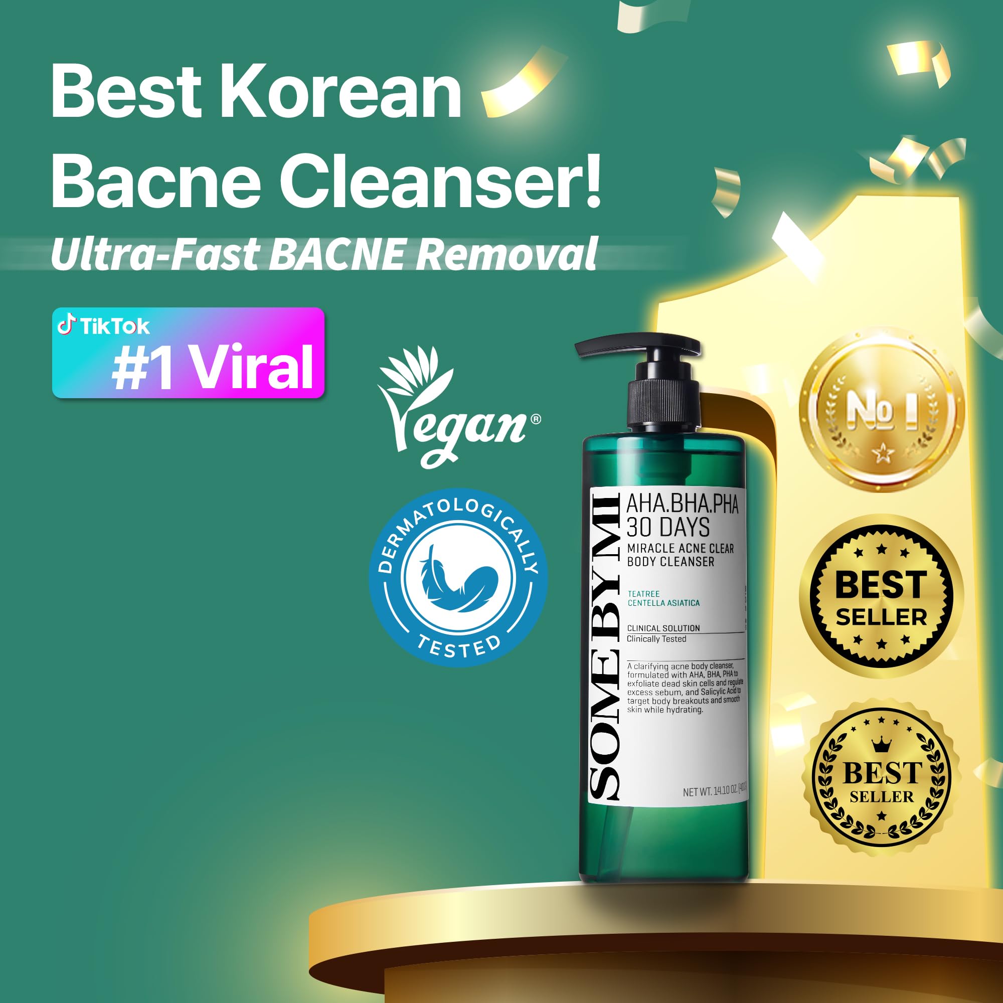 SOME BY MI Miracle Body Cleanser being poured to show micro-bubble cleansing action