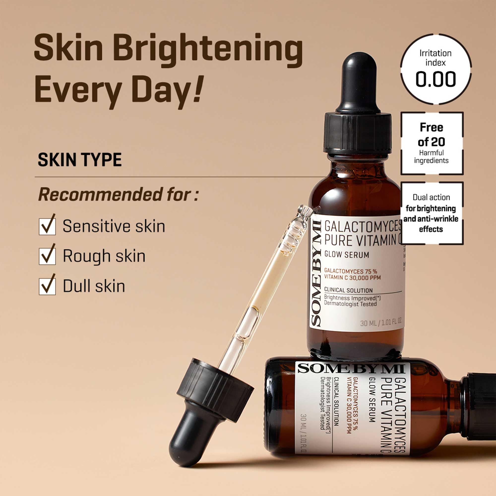 SOME BY MI Galactomyces Vitamina C Serum, indicado para piel sensible sin irritación