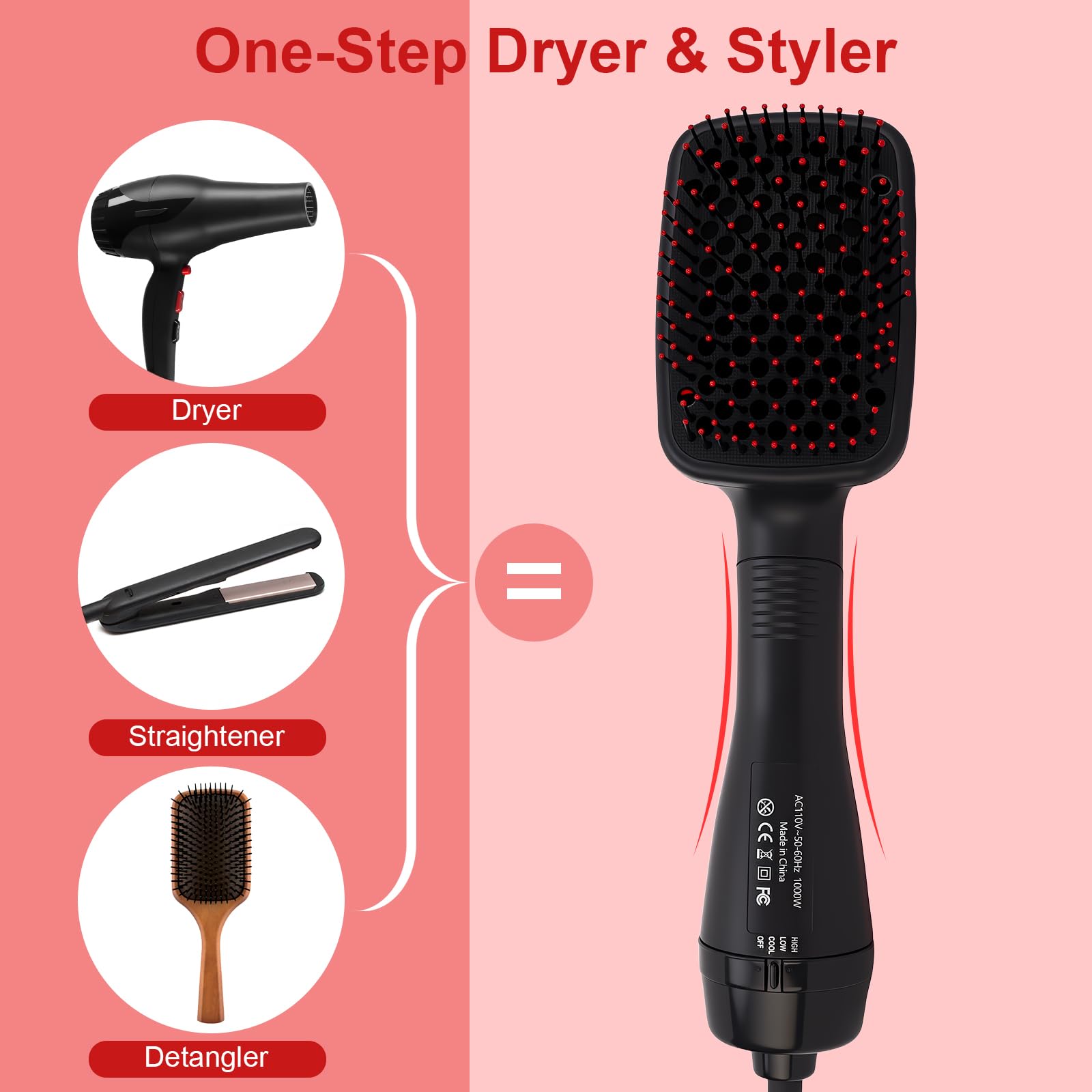 Sonew Blow Dryer Brush Straightener shows detangling action on damp hair