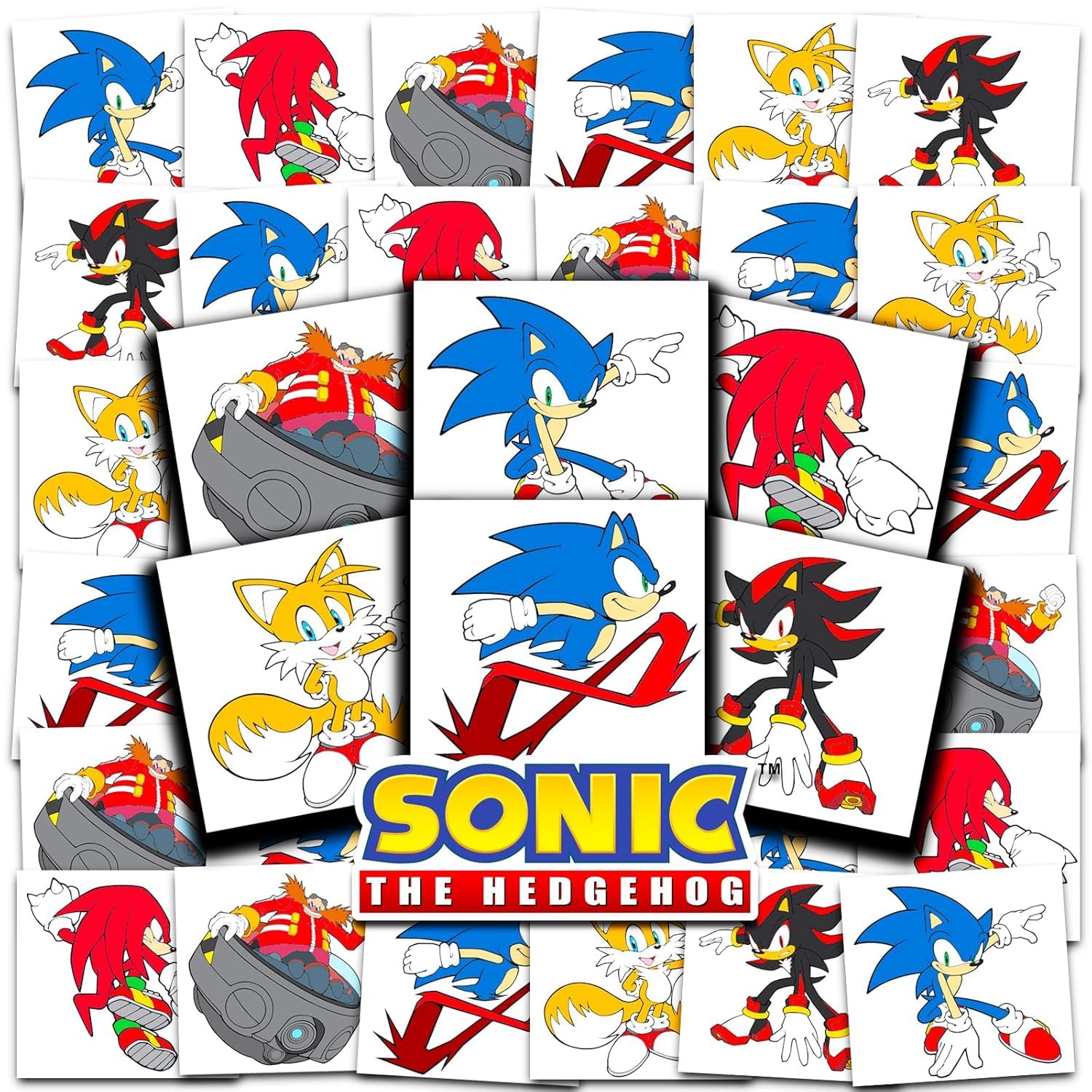 Sonic The Hedgehog tatuajes temporales 2x2, fáciles de aplicar para fiestas