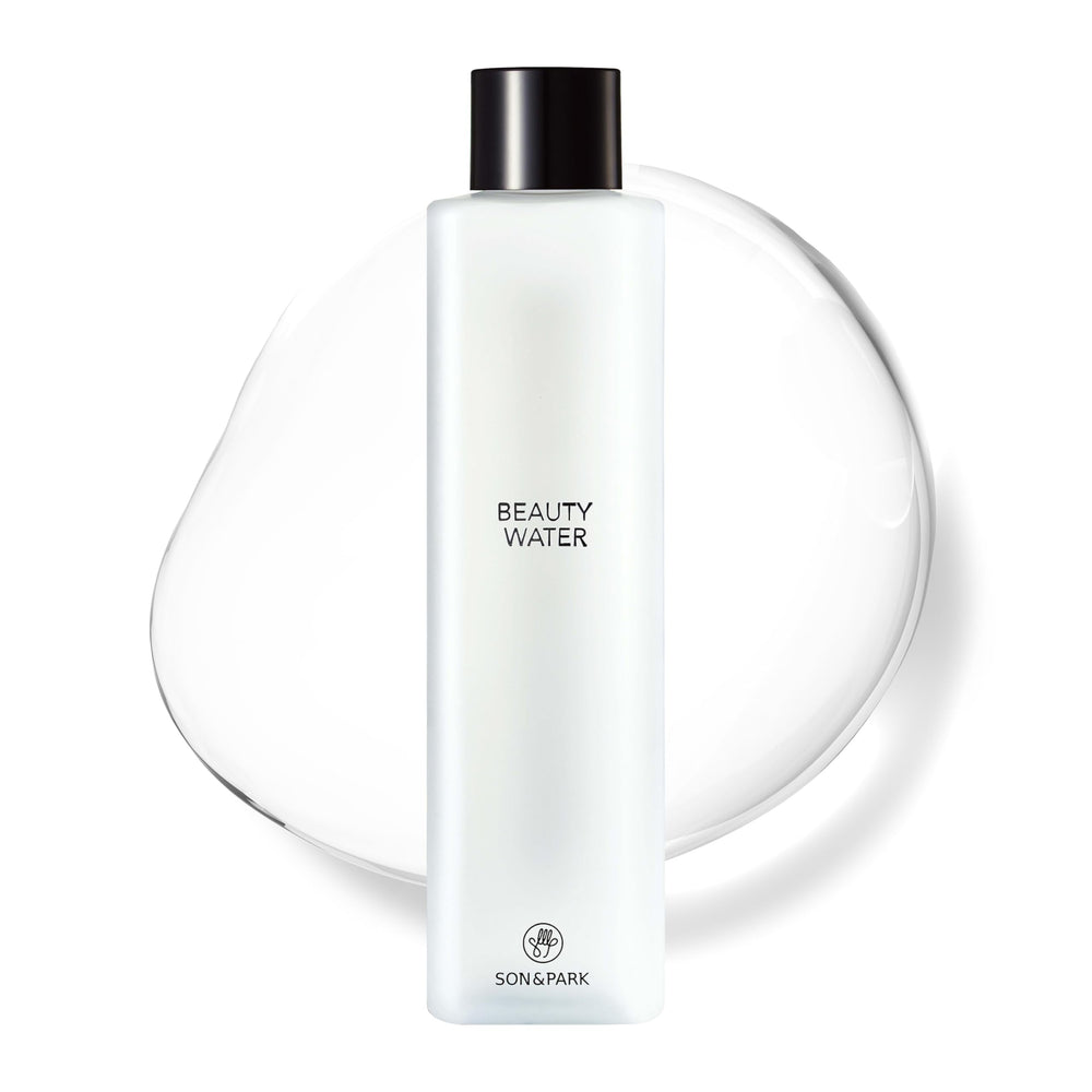 SON&PARK Beauty Water bottle front shows sleek packaging for daily cleansing and hydration.