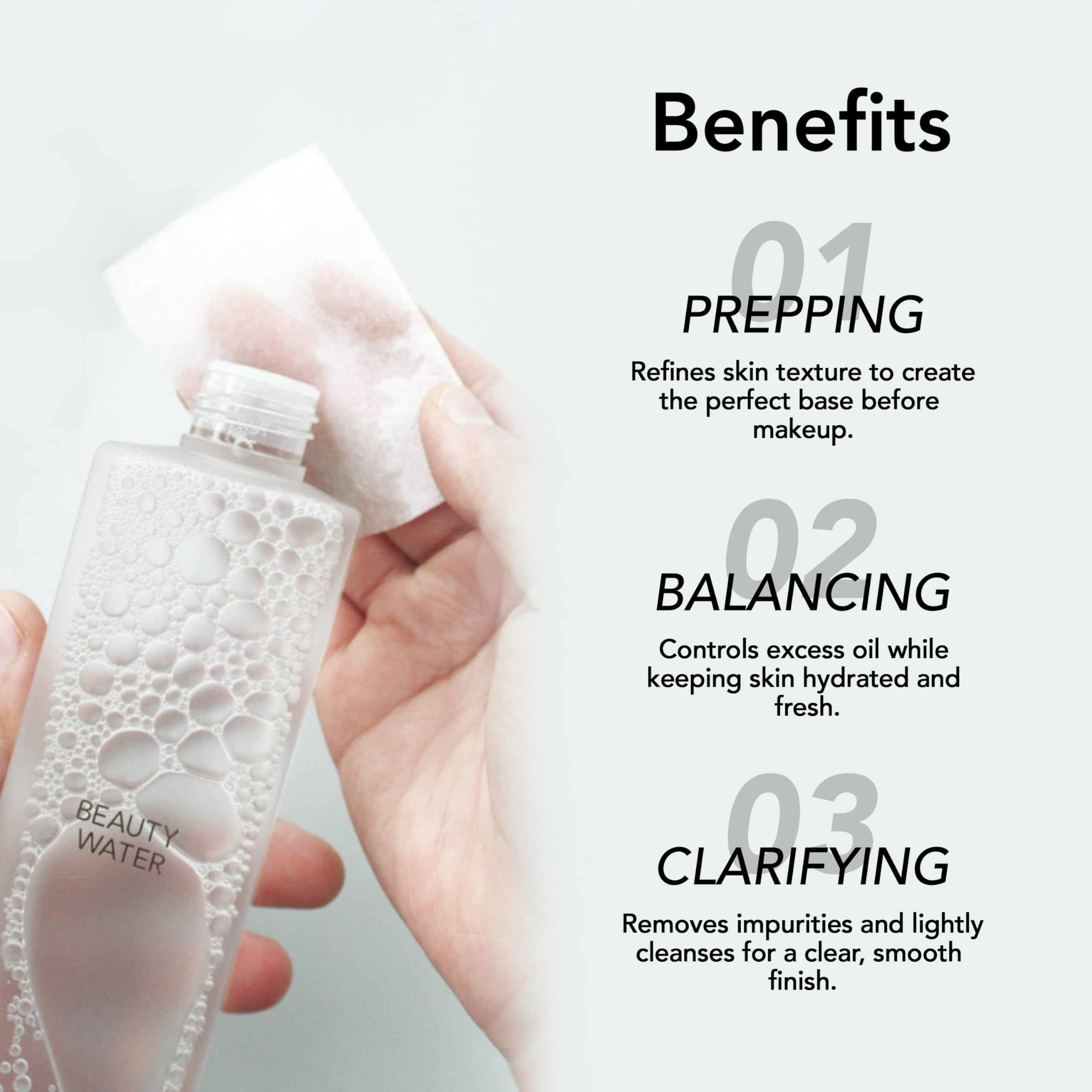 SON&PARK Beauty Water cotton-pad-use depicts easy application steps.