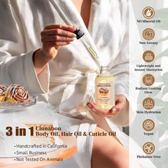 Soothing House Aceite Cinnabon: hidratación profunda para piel y cabello.