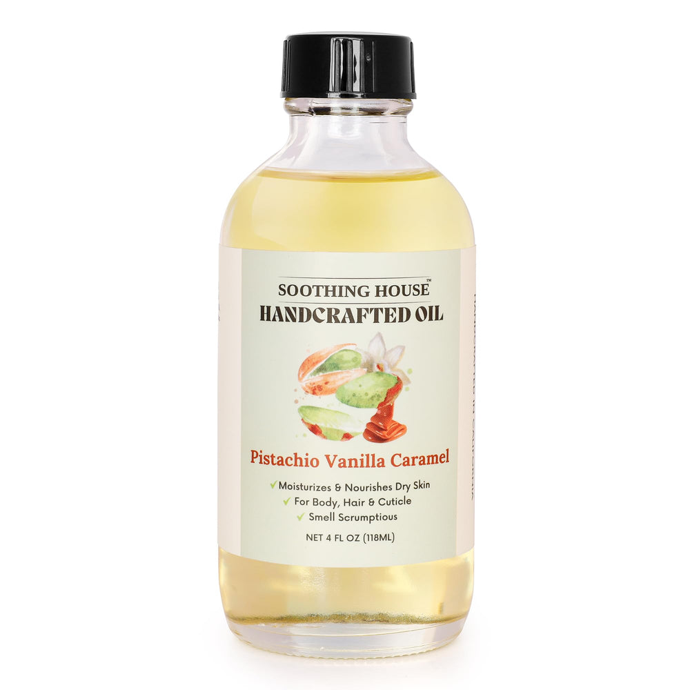 Soothing House Pistachio Vanilla Caramel Oil pump shows easy application