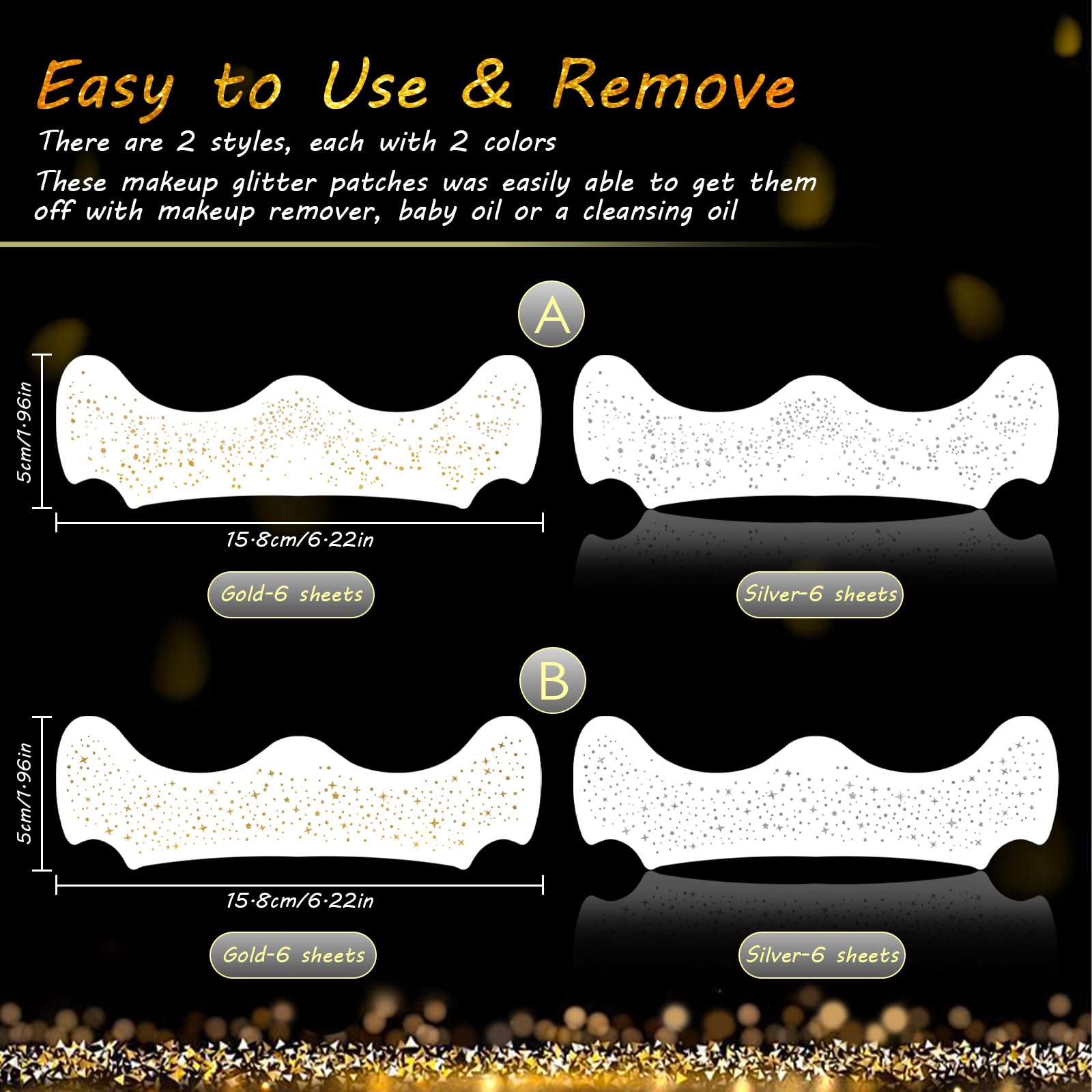 SOOVSY aplicación facial de brillo dorado para un estilo rápido.