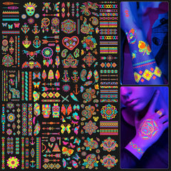 SOOVSY glow-in-the-dark tattoos glow vividly under UV light at parties.
