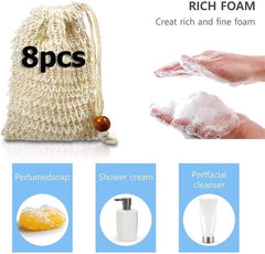 Sopurrrdy reusable soap bag with drawstring for air-drying between uses.