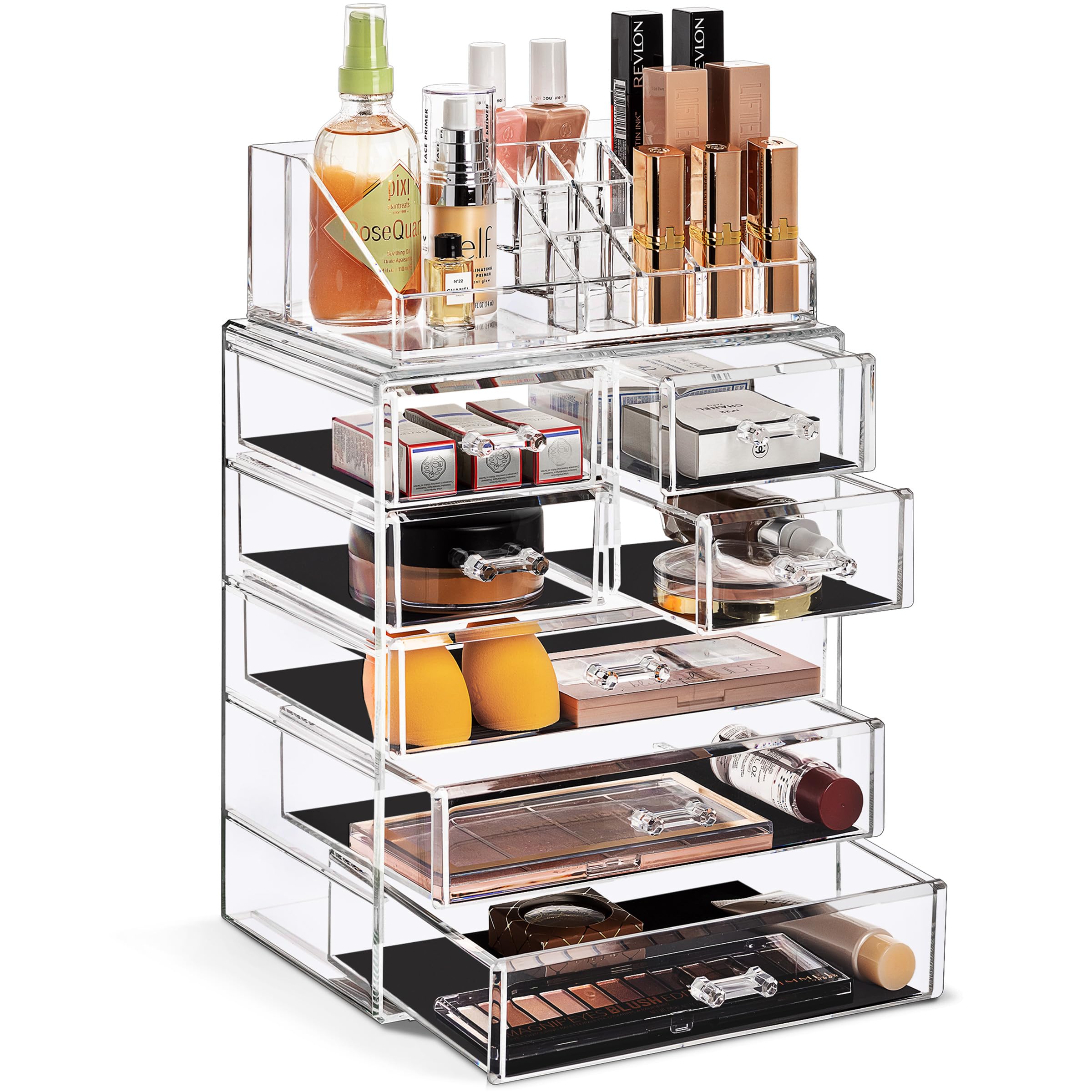 Sorbus acrylic makeup organizer with seven drawers keeps vanity essentials organized