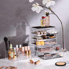Sorbus 6-drawer storage reveals jewelry and cosmetics at a glance.