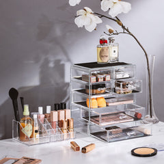 Sorbus clear acrylic shelf liner protects and stabilizes items on the surface